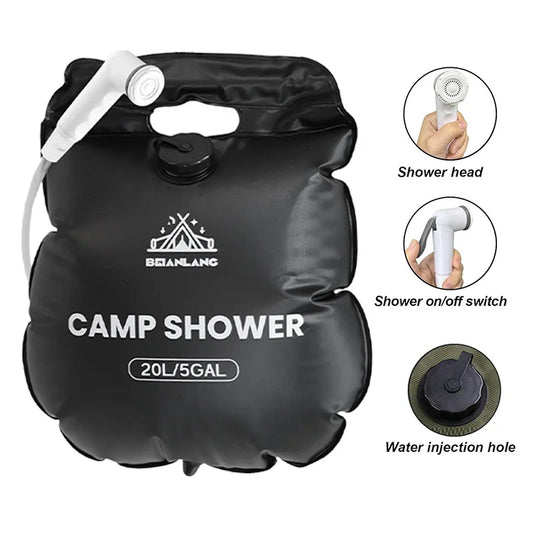 🚿 Douche Solaire Portable 20L (5,3 Gallons) – Chauffage Naturel & Confort Nomade